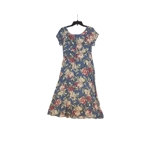 Vintage Jonathan Martin Floral Print Rayon Dress Size 11 - Picture 7 of 7